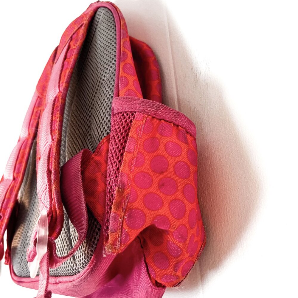 Pottery Barn Kids Mackenzie Small Pink Orange Dot Backpack School Bag - Picture 4 of 14